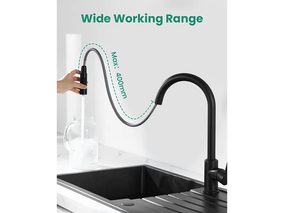 ANYCEE MAX Robinet Cuisine avec Douchette, Mitigeur Cuisine avec Rotatif à 360°, Robinet avec 2 Modes de Pulvérisation
