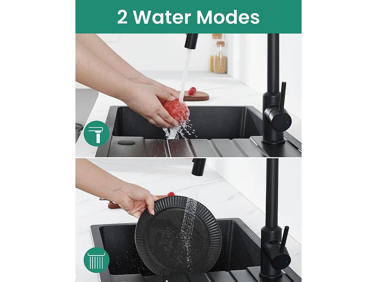 ANYCEE MAX Robinet Cuisine avec Douchette, Mitigeur Cuisine avec Rotatif à 360°, Robinet avec 2 Modes de Pulvérisation