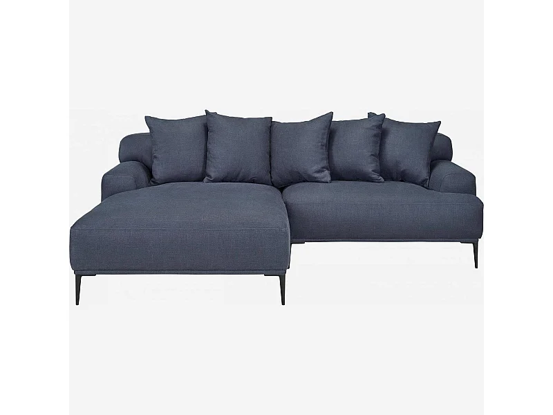 Habitat - Canapé d'angle gauche en lin garni de plumes - Bleu - Ottone