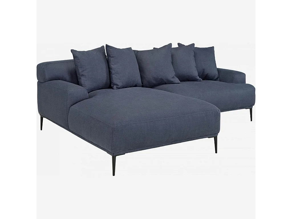 Habitat - Canapé d'angle gauche en lin garni de plumes - Bleu - Ottone