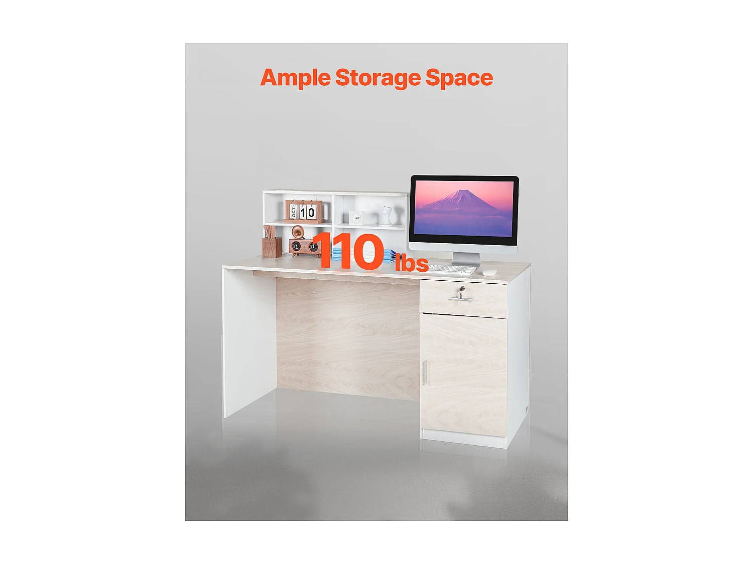 Comptoir d'Accueil Bureau, SucceBuy Bureau d'Accueil Rectangulaire de 140 cm, Table de Bureau en Bois