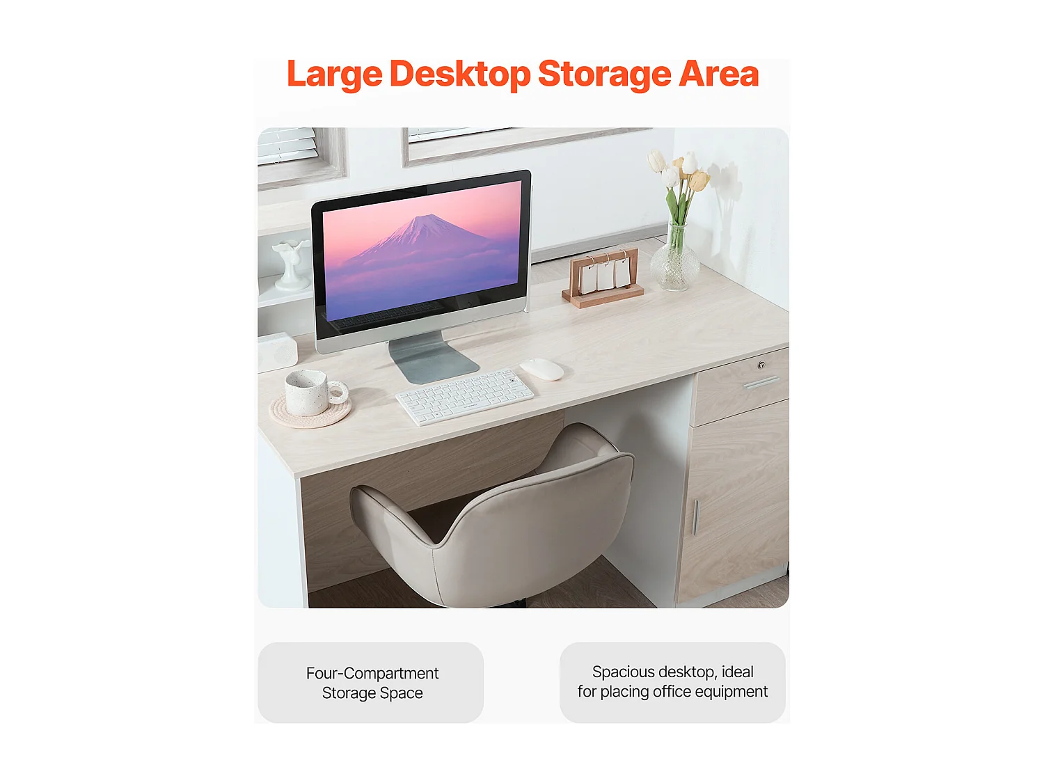 Comptoir d'Accueil Bureau, SucceBuy Bureau d'Accueil Rectangulaire de 140 cm, Table de Bureau en Bois