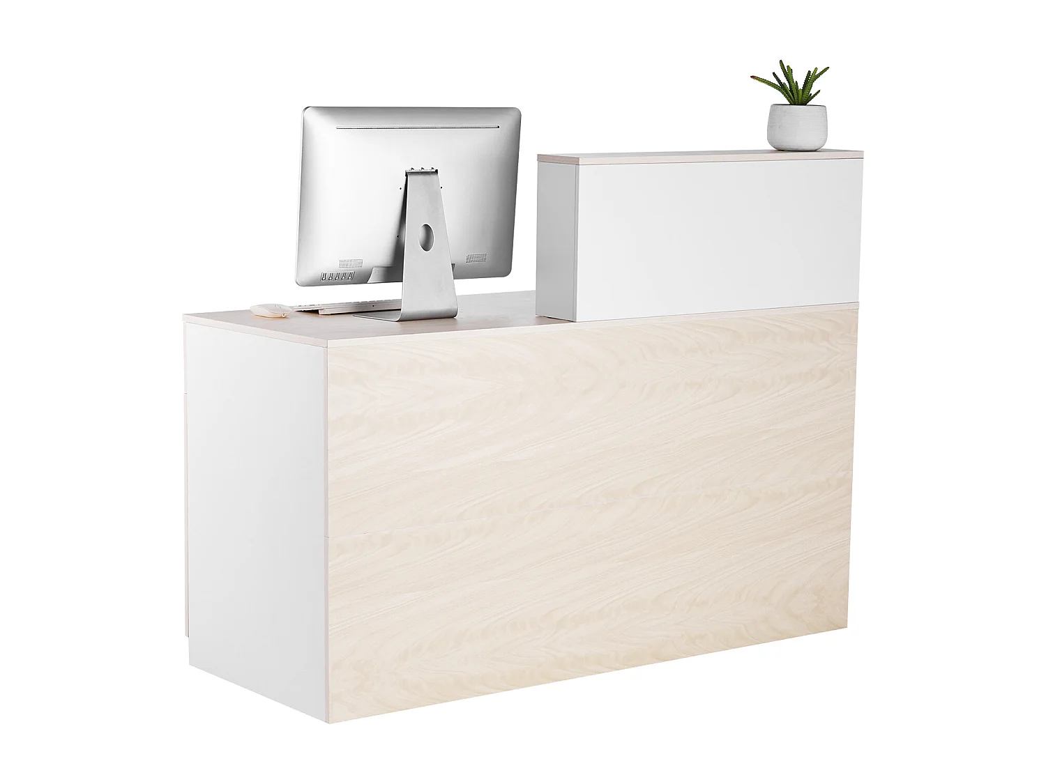 Comptoir d'Accueil Bureau, SucceBuy Bureau d'Accueil Rectangulaire de 140 cm, Table de Bureau en Bois