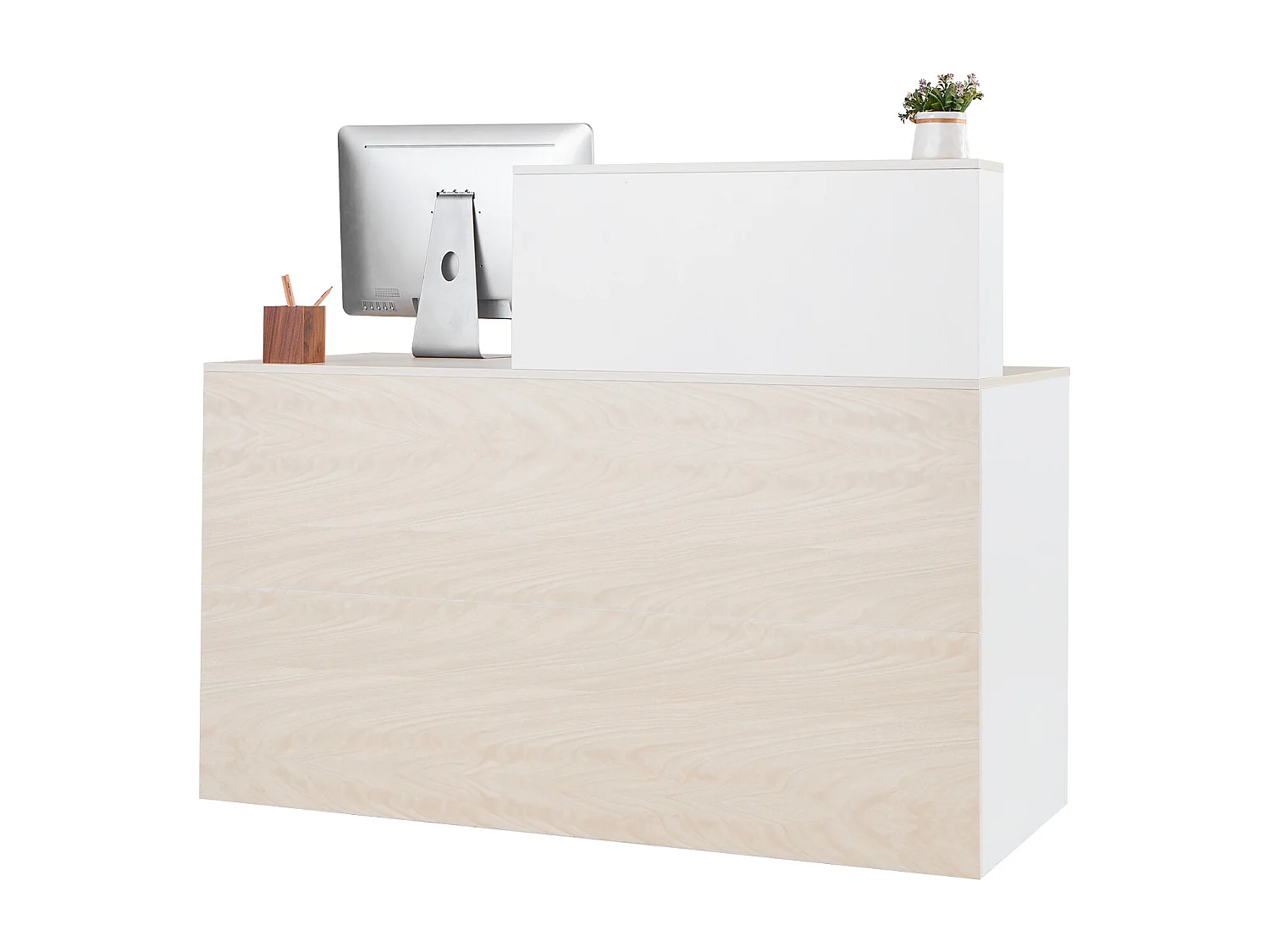 Comptoir d'Accueil Bureau, SucceBuy Bureau d'Accueil Rectangulaire de 140 cm, Table de Bureau en Bois