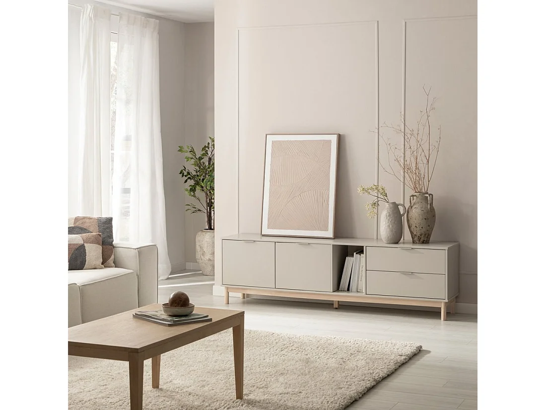 Mueble TV de Lacado Gris perla 54 x 180- Elian