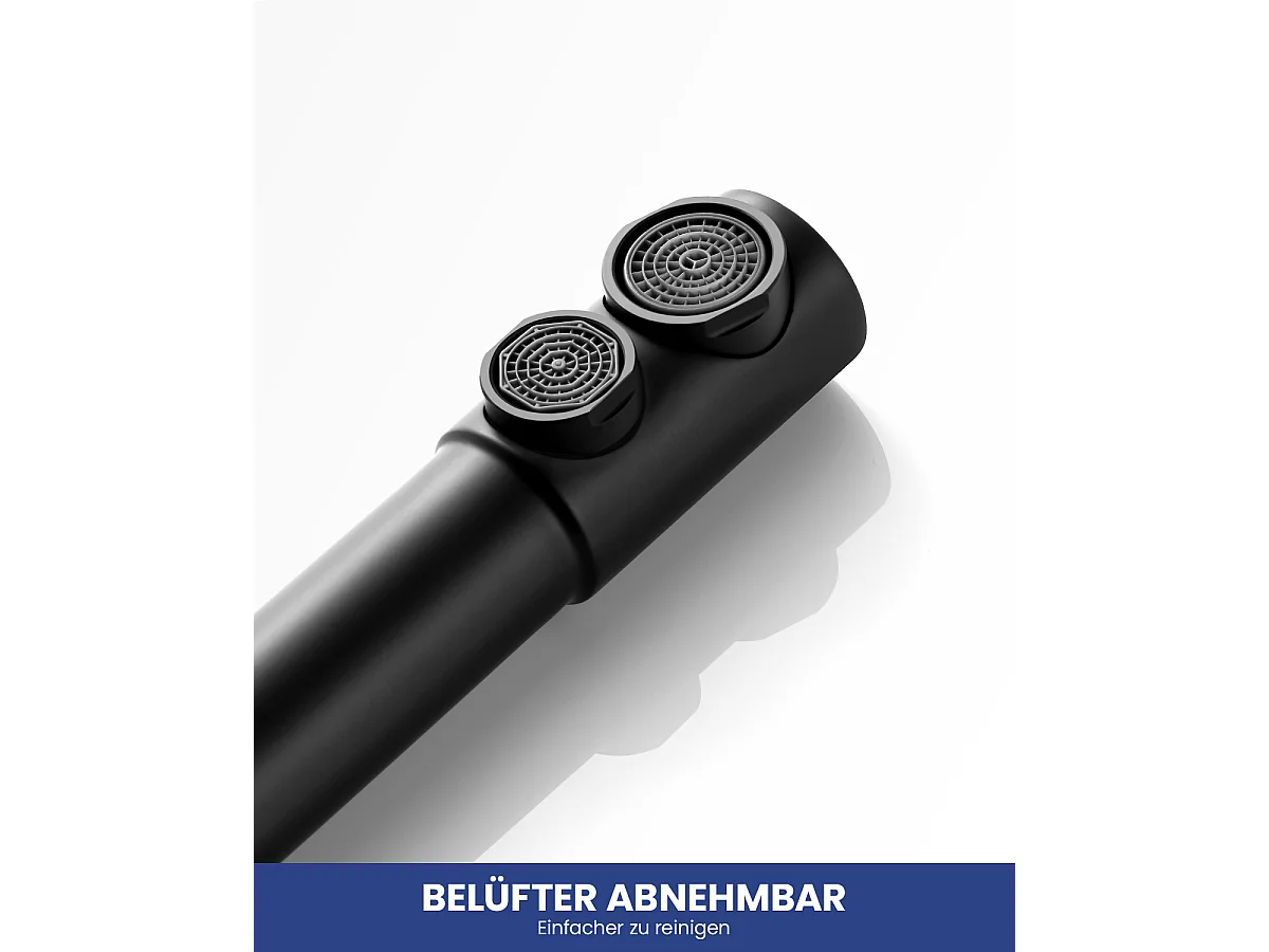 SOFETIY MAX Robinet de Cuisine 3 Voies, Mitigeur Cuisine 3 en 1, Mitigeur Cuisine Rotatif à 360, Robinet Eau Potable 2 Leviers, Noir