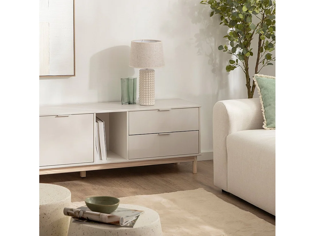 Mueble Tv de Lacado Blanco roto 54 x 180- Elian