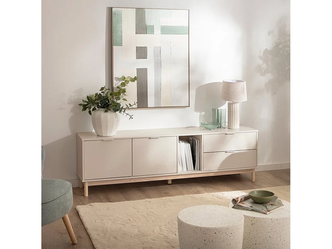 Mueble Tv de Lacado Blanco roto 54 x 180- Elian