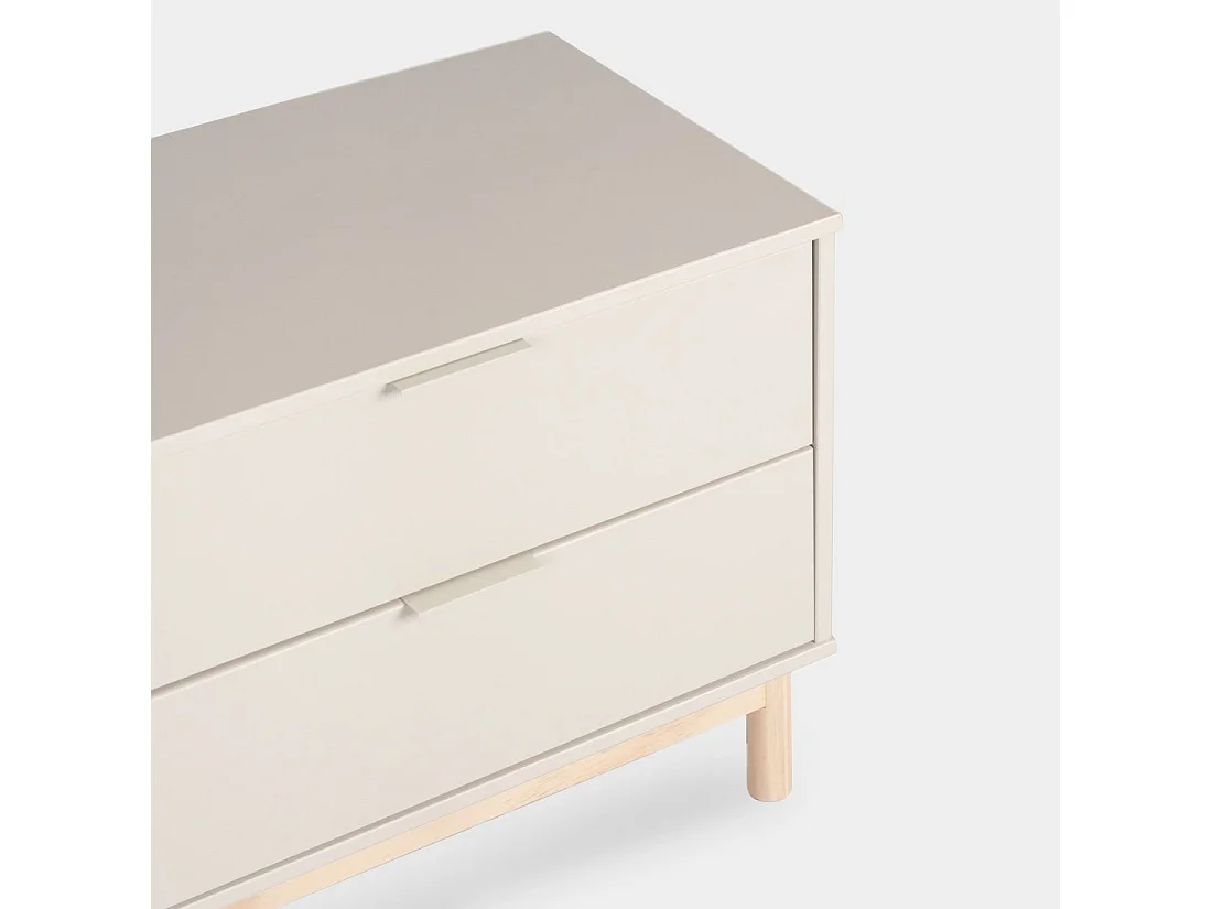 Meuble TV en laqué blanc ivoire 180x54 cm-Elian