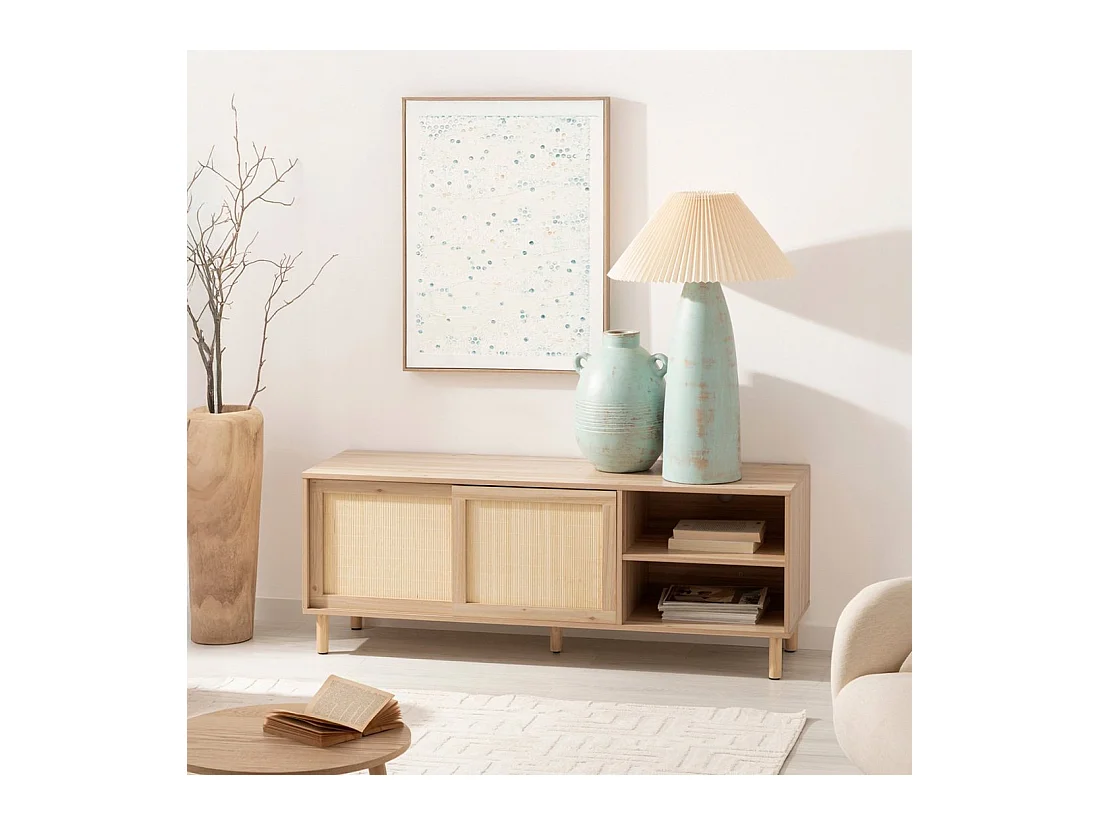 Meuble TV en bois naturel 140x54 cm-Timor