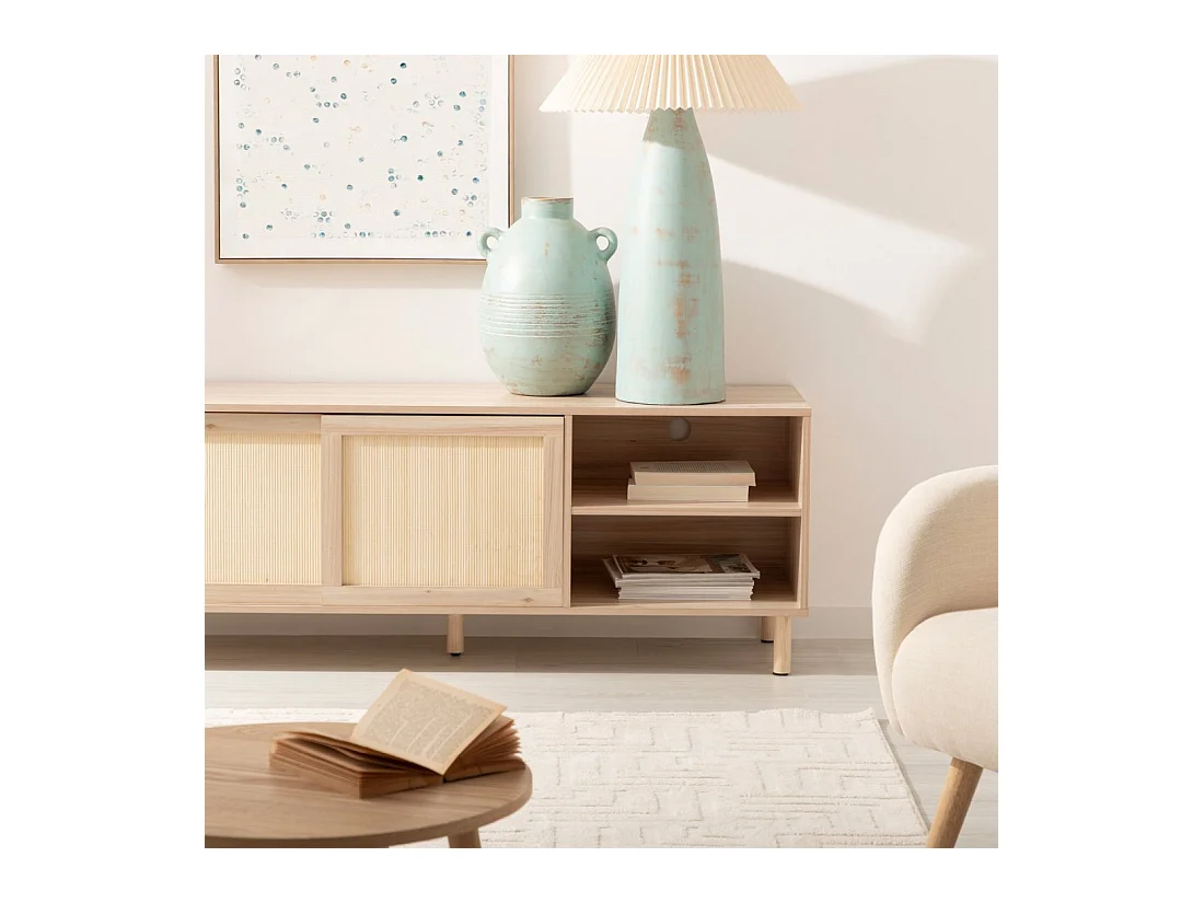 Meuble TV en bois naturel 140x54 cm-Timor