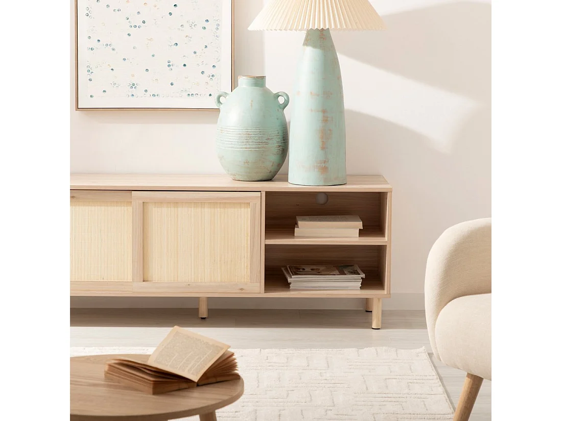 Meuble TV en bois naturel 140x54 cm-Timor