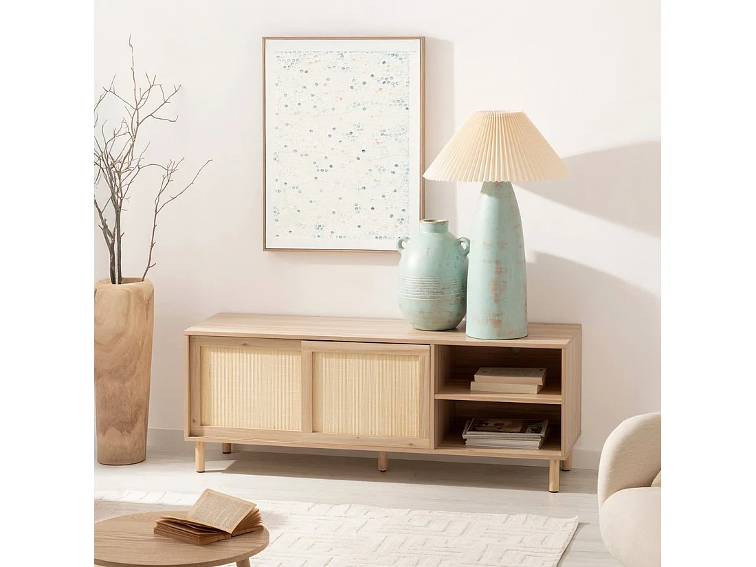 Meuble TV en bois naturel 140x54 cm-Timor