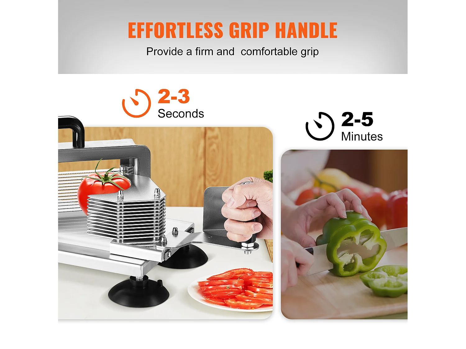 Coupe-Tomates Commercial SucceBuy, Coupe-Tomates en Acier Inoxydable, avec Pieds Antidérapants, pour Couper Tomates, Concombres et Bananes