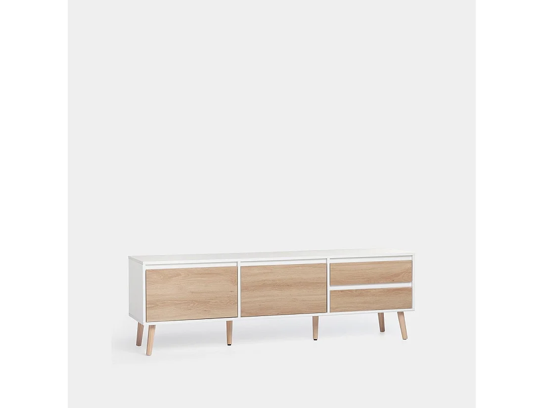 Mueble Tv de Lacado Blanco-Natural 51 x 160- Kemi