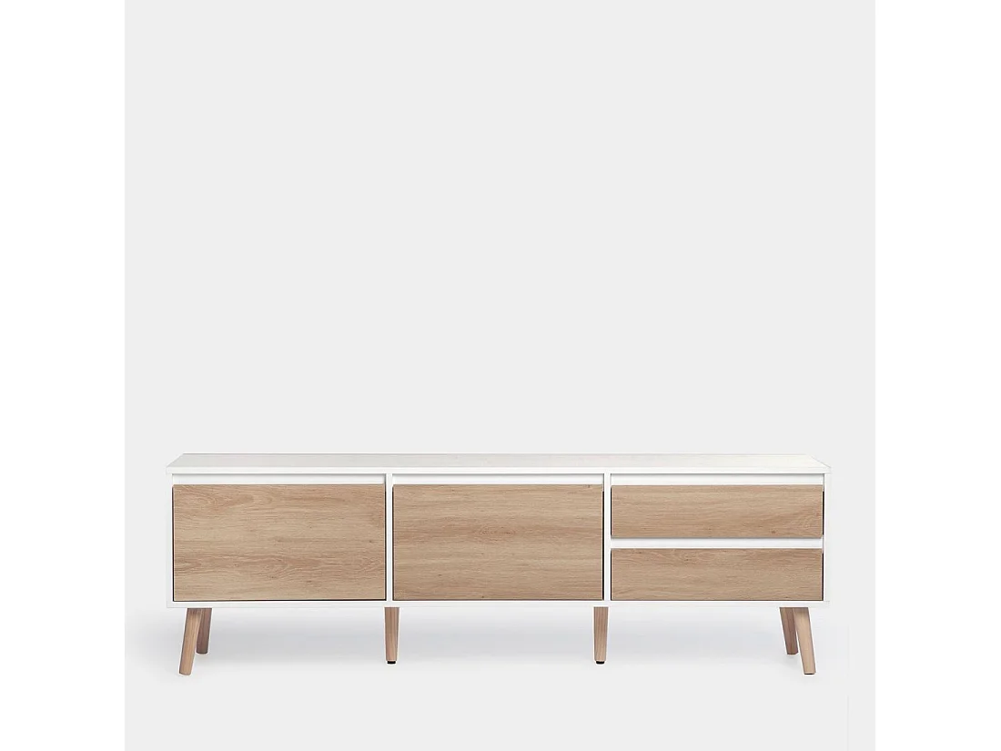 Mueble Tv de Lacado Blanco-Natural 51 x 160- Kemi