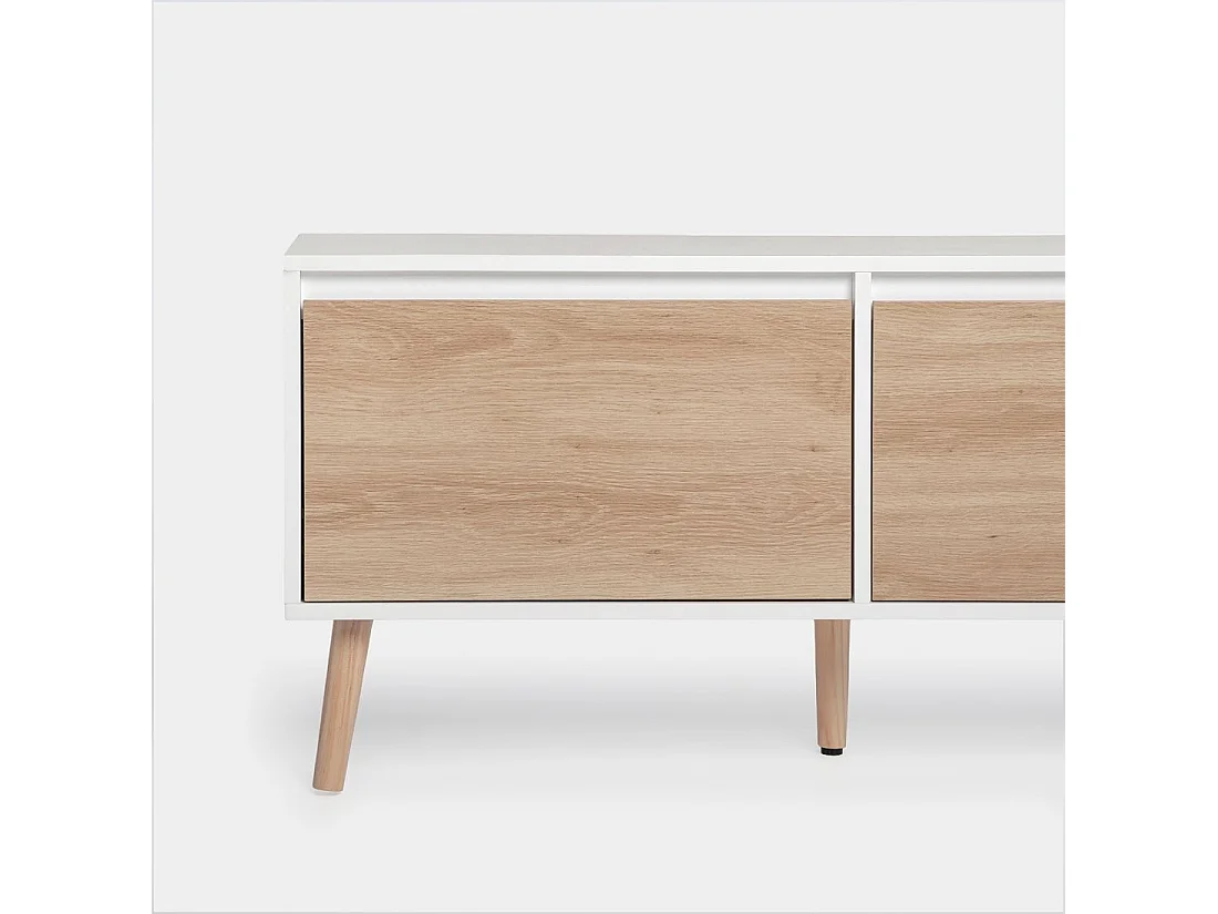 Mueble Tv de Lacado Blanco-Natural 51 x 160- Kemi