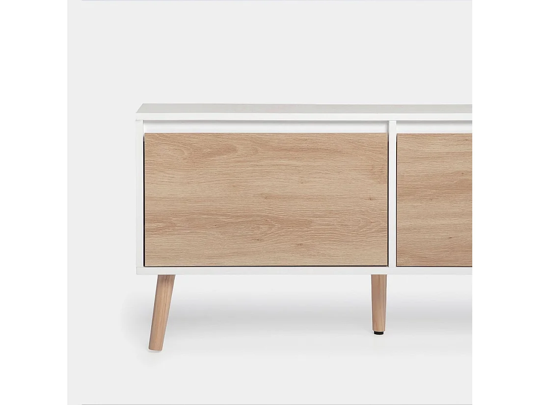 Mueble TV de Lacado Blanco-Natural 51 x 160- Kemi