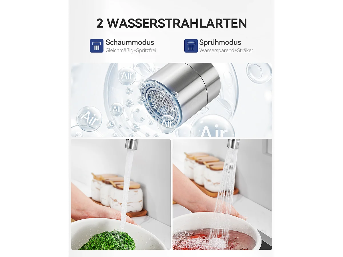 SOFETIY MAX Robinet Cuisine Rabattable avec 2 Jets, Mitigeur Evier Repliable sous Fenêtre Pivotant à 360, Robinetterie Pliable devant Fenêtre