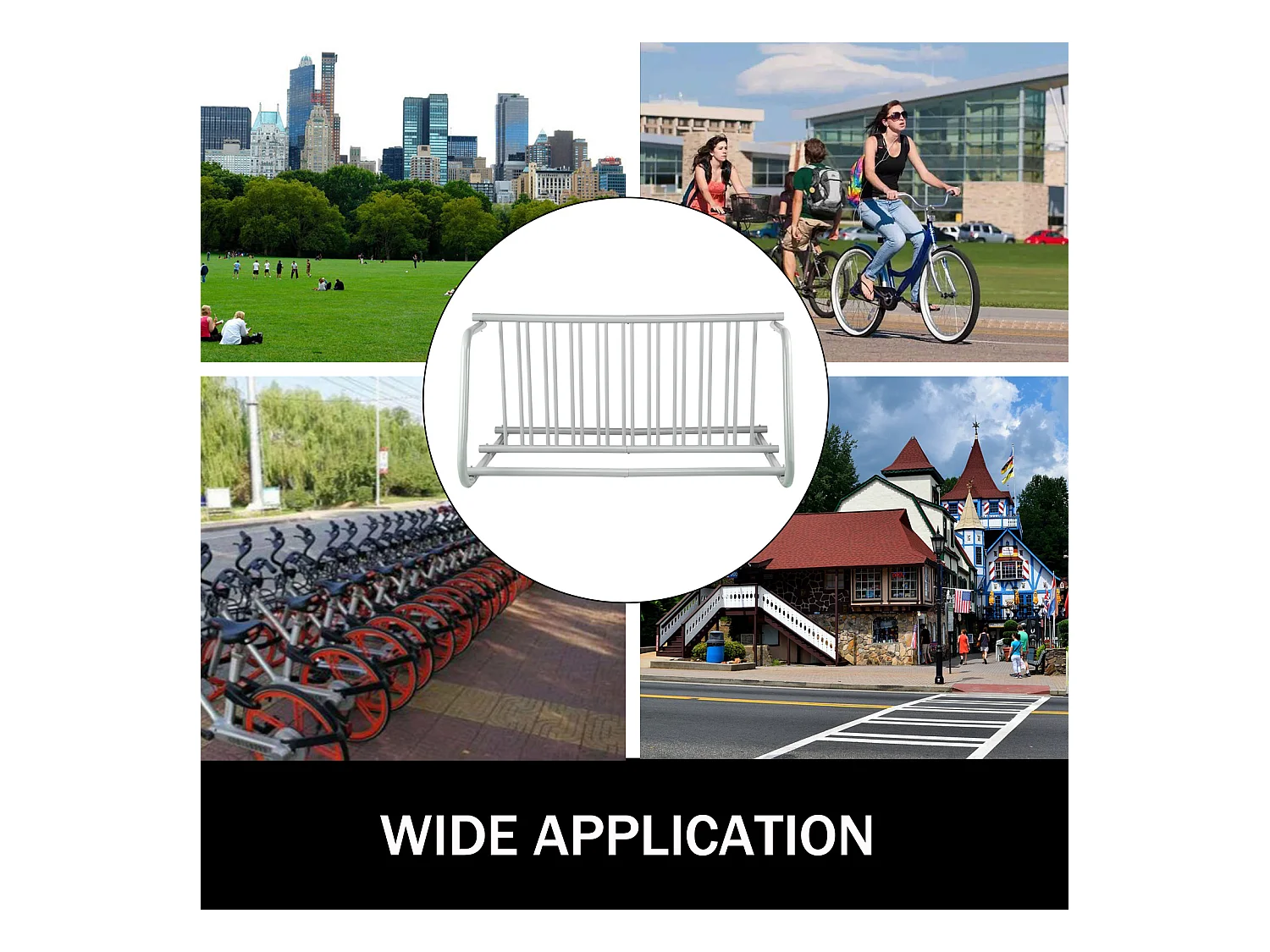 Support de Rangement pour Vélos, SucceBuy Support de Sol pour 10 Vélos, Rangement Double Face pour Garages, Cours, Rues