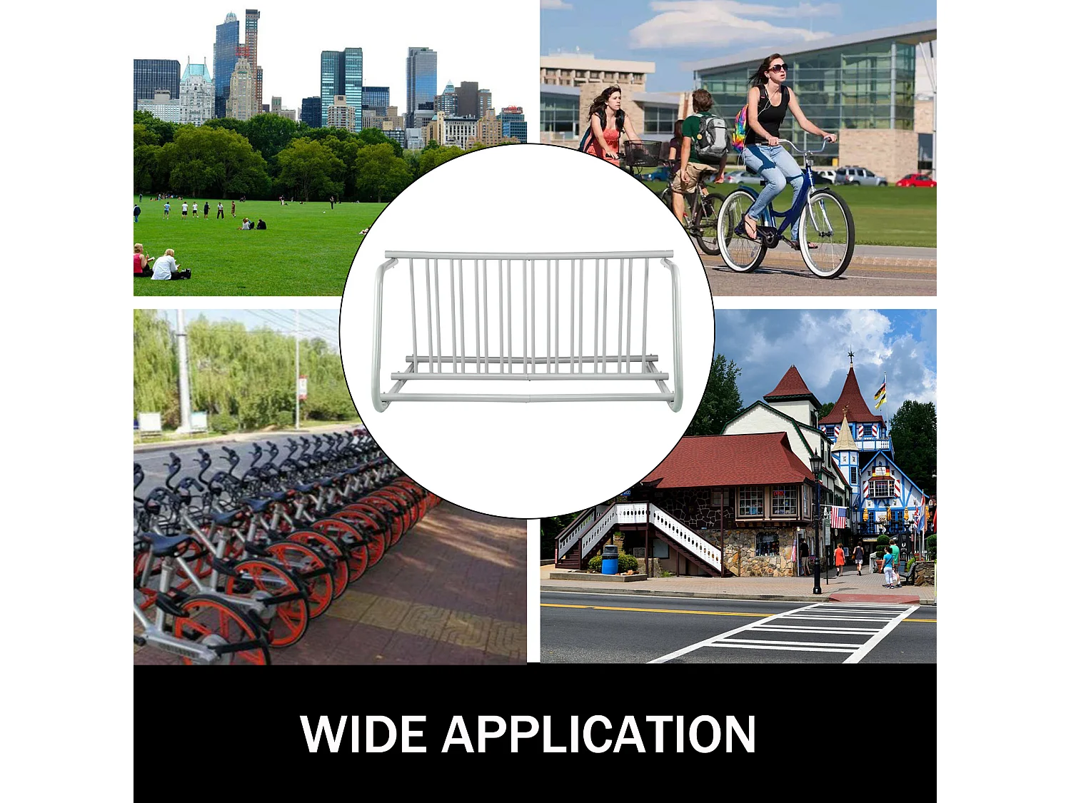 Support de Rangement pour Vélos, SucceBuy Support de Sol pour 10 Vélos, Rangement Double Face pour Garages, Cours, Rues