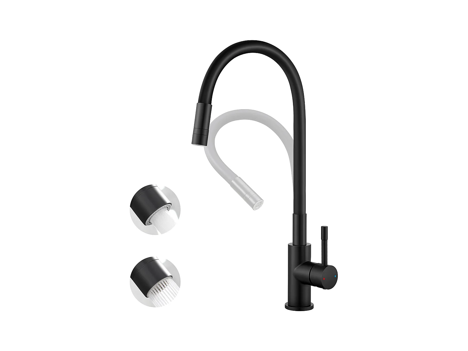 SOFETIY MAX Robinet Cuisine Flexible Noir,Mitigeur Cuisine Rotative à 360°, Robinet de Cuisine à Eau Chaude et Froide