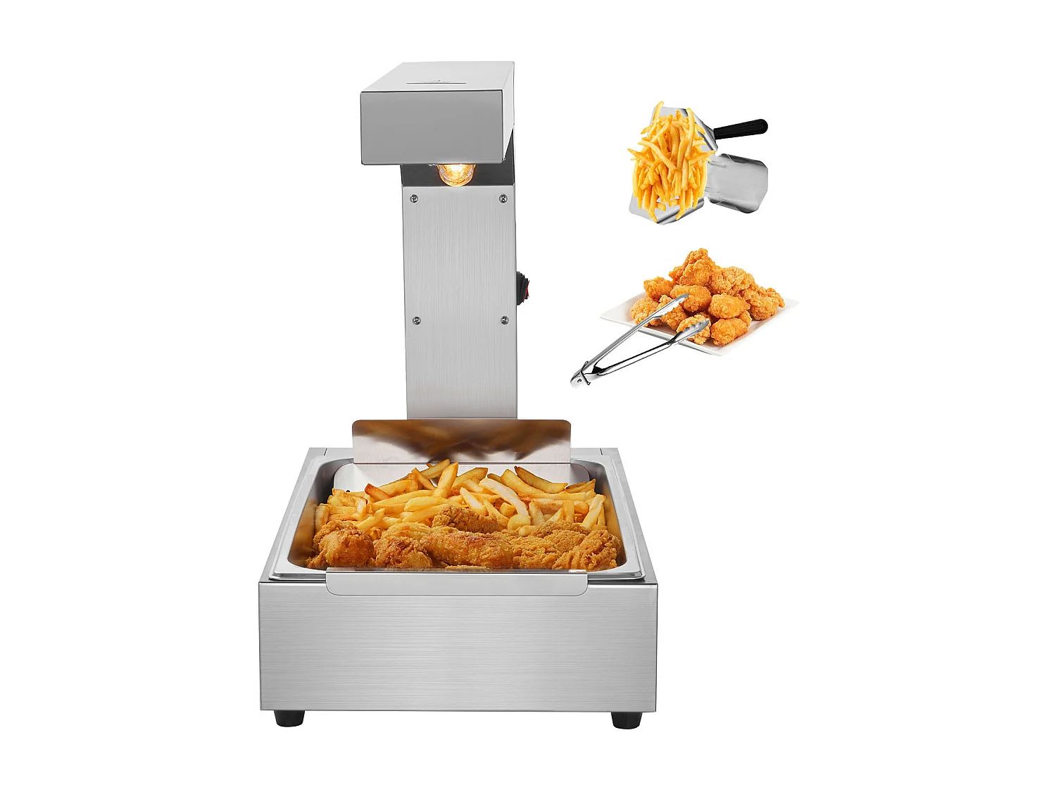 Mantenedor de Comidas Industrial, SucceBuy Aquecedor de Batatas Fritas, Estação de Aquecimento Elétrico para Batatas Fritas, em Aço Inoxidável