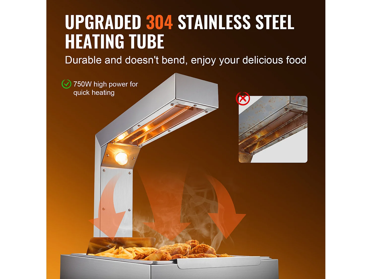 Mantenedor de Comidas Industrial, SucceBuy Aquecedor de Batatas Fritas, Estação de Aquecimento Elétrico para Batatas Fritas, em Aço Inoxidável