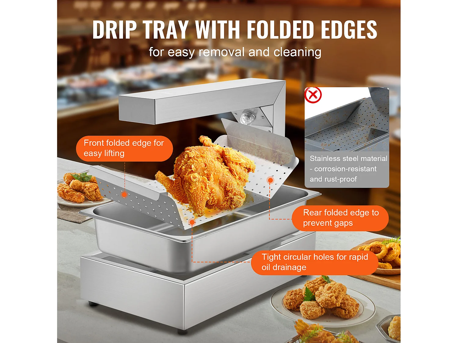 Mantenedor de Comidas Industrial, SucceBuy Aquecedor de Batatas Fritas, Estação de Aquecimento Elétrico para Batatas Fritas, em Aço Inoxidável