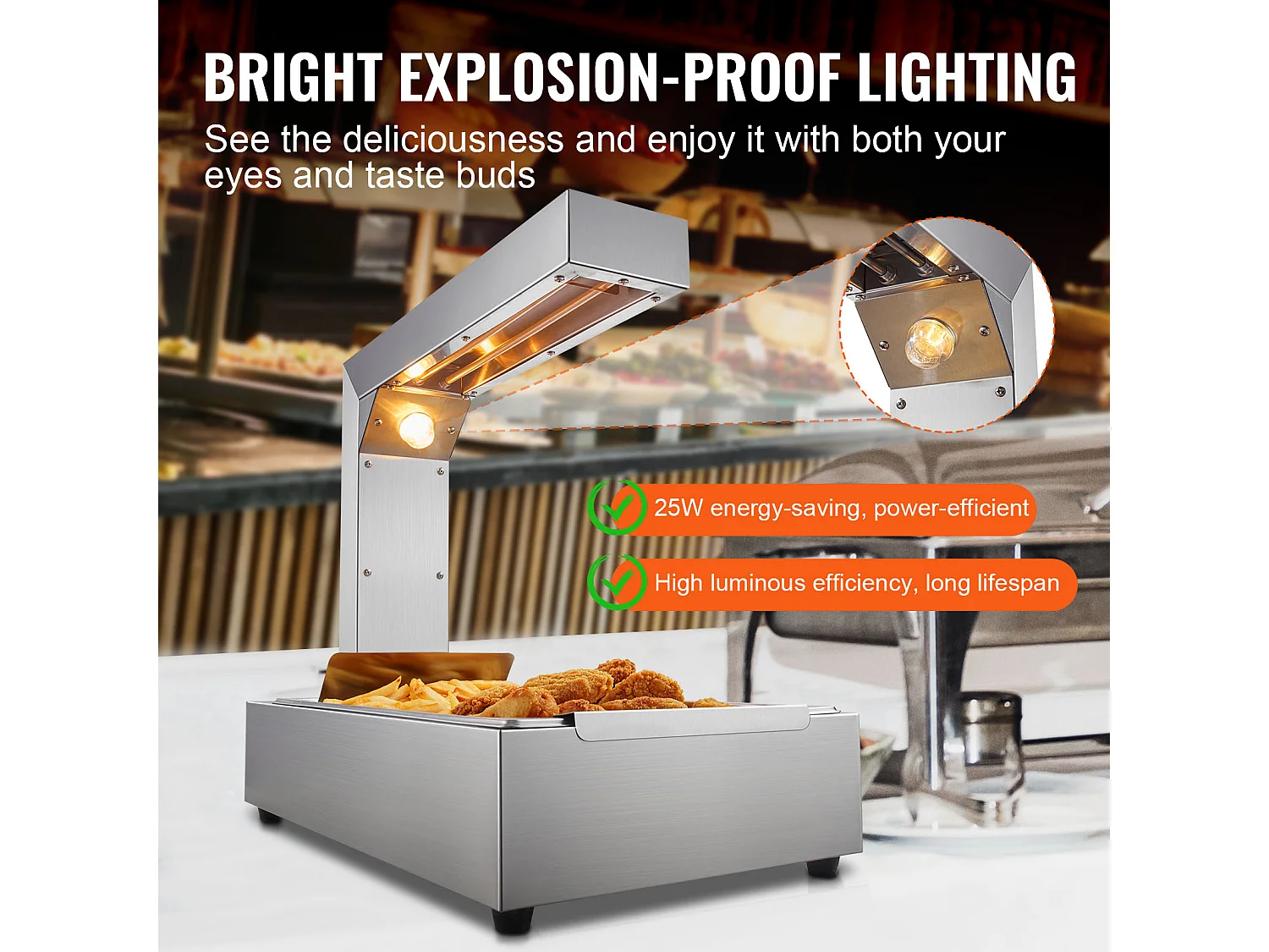 Mantenedor de Comidas Industrial, SucceBuy Aquecedor de Batatas Fritas, Estação de Aquecimento Elétrico para Batatas Fritas, em Aço Inoxidável