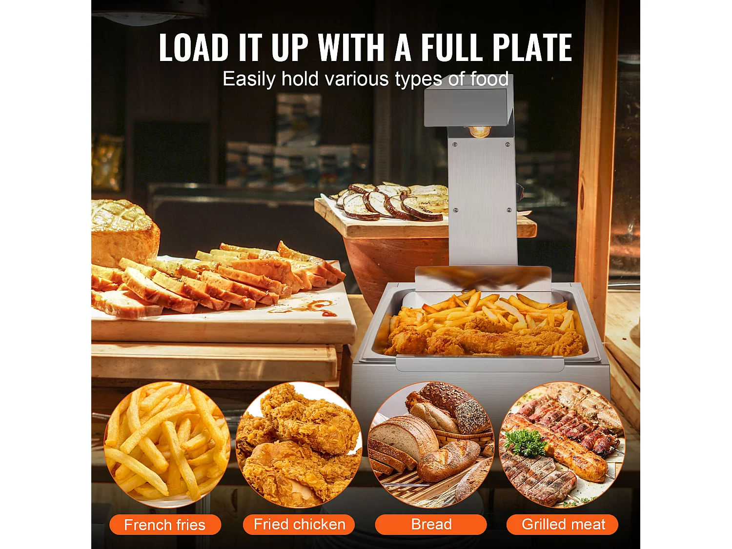 Mantenedor de Comidas Industrial, SucceBuy Aquecedor de Batatas Fritas, Estação de Aquecimento Elétrico para Batatas Fritas, em Aço Inoxidável