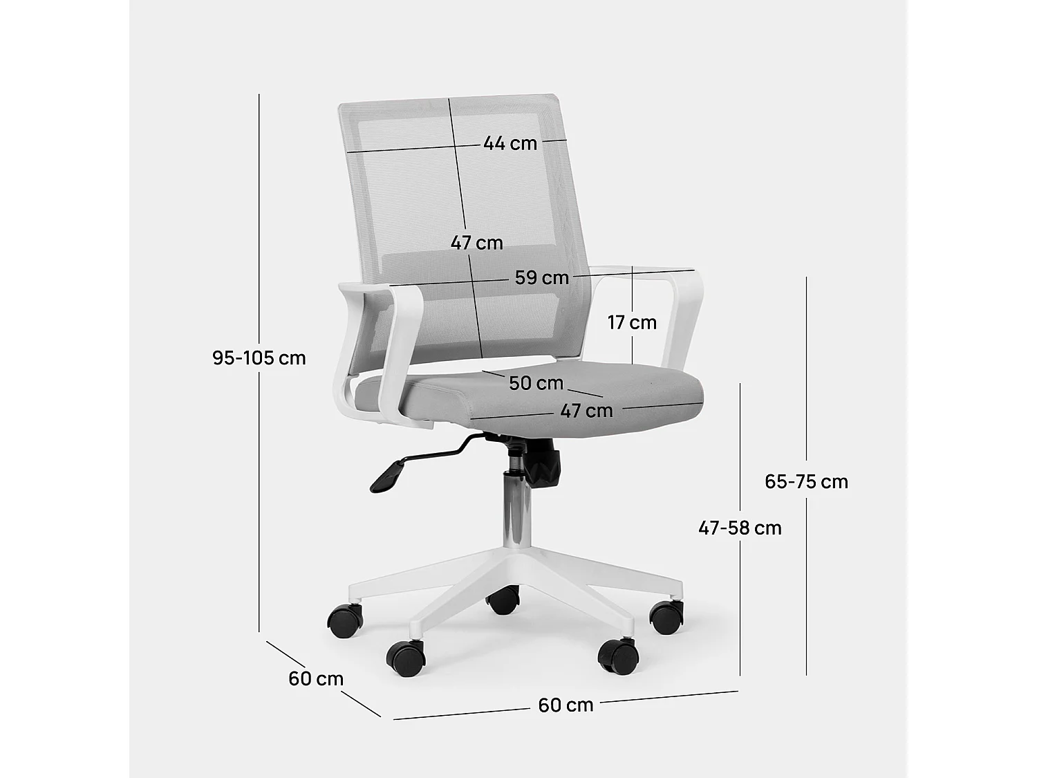 Silla de escritorio de Plástico Gris 95-105 x 60- Sayla