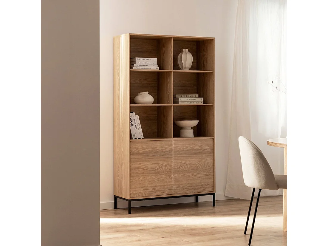 Étagère haute en bois naturel 100x175 cm-Remi