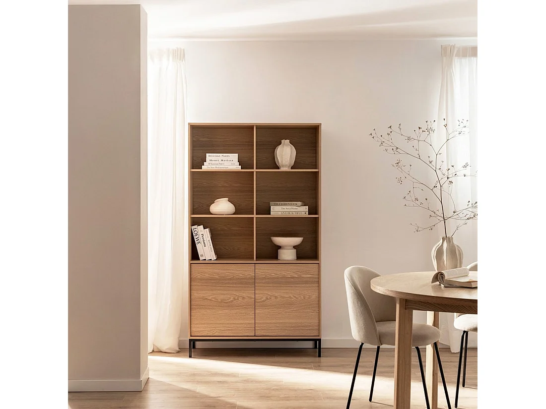 Étagère haute en bois naturel 100x175 cm-Remi