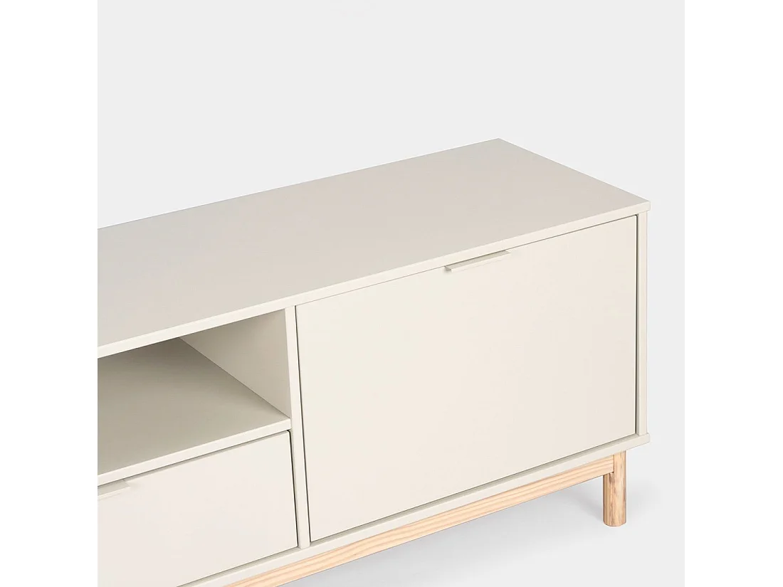 Meuble TV en laqué blanc ivoire 180x53 cm-Elian