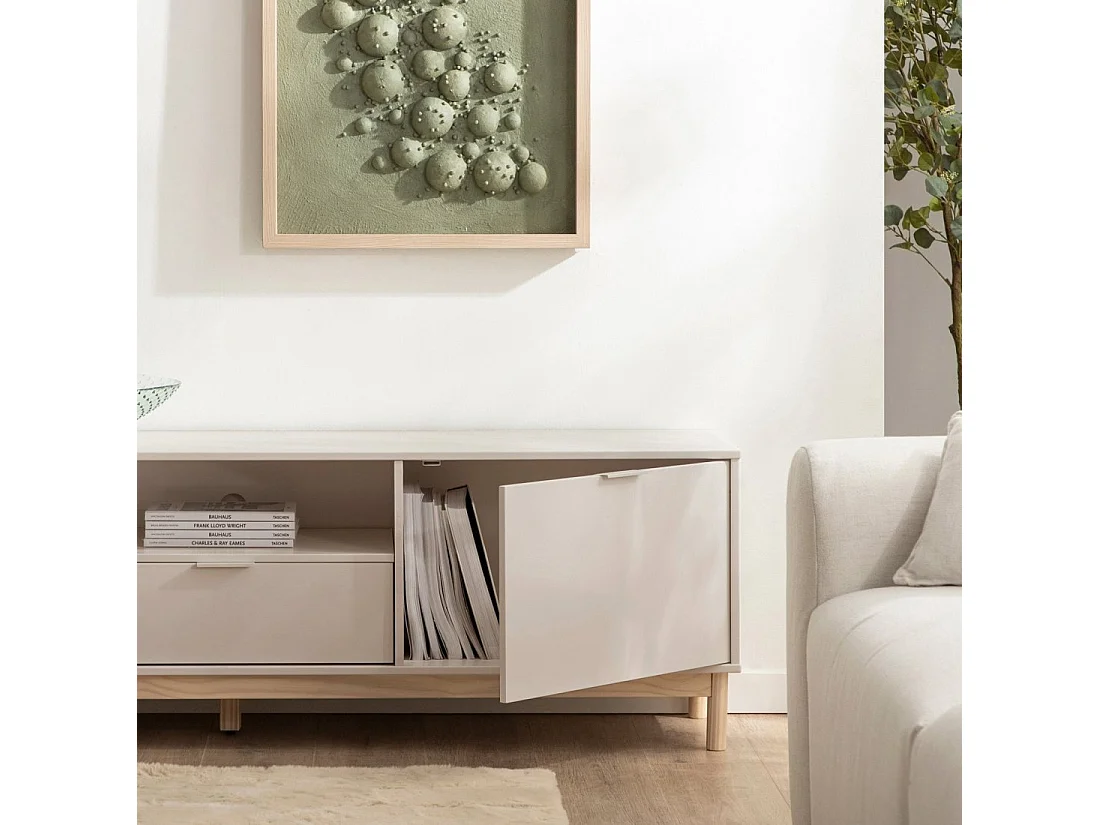 Mueble TV de Lacado Blanco roto 53 x 180- Elian