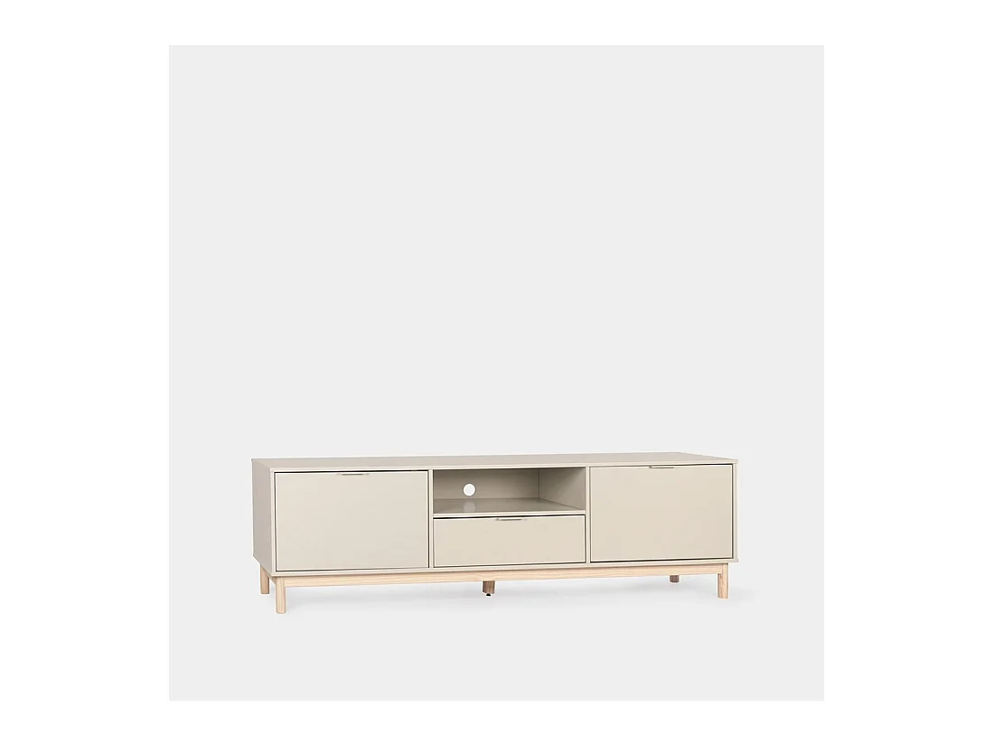 Meuble TV en laqué gris perle 180x53 cm-Elian