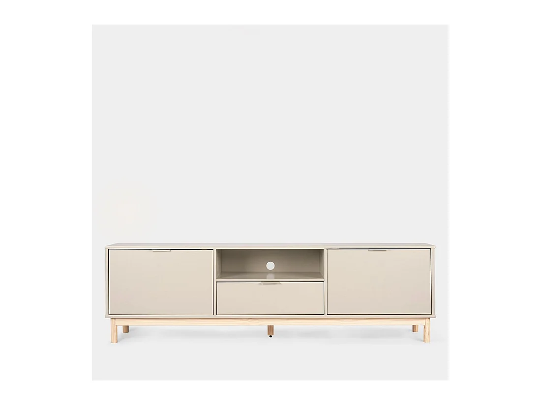 Meuble TV en laqué gris perle 180x53 cm-Elian