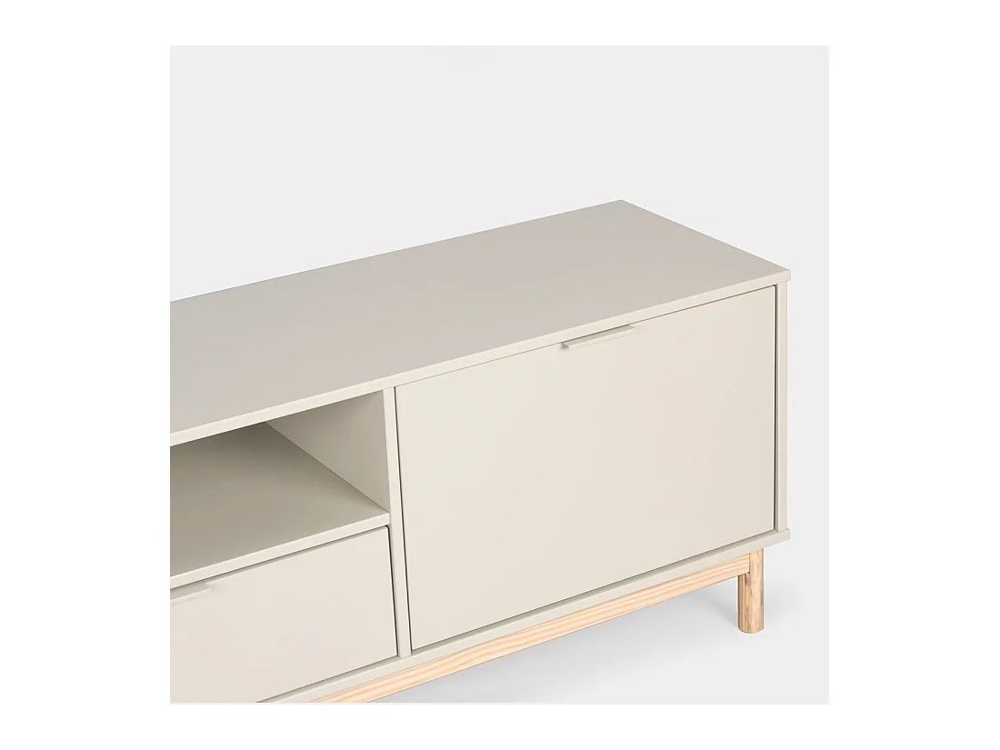 Meuble TV en laqué gris perle 180x53 cm-Elian