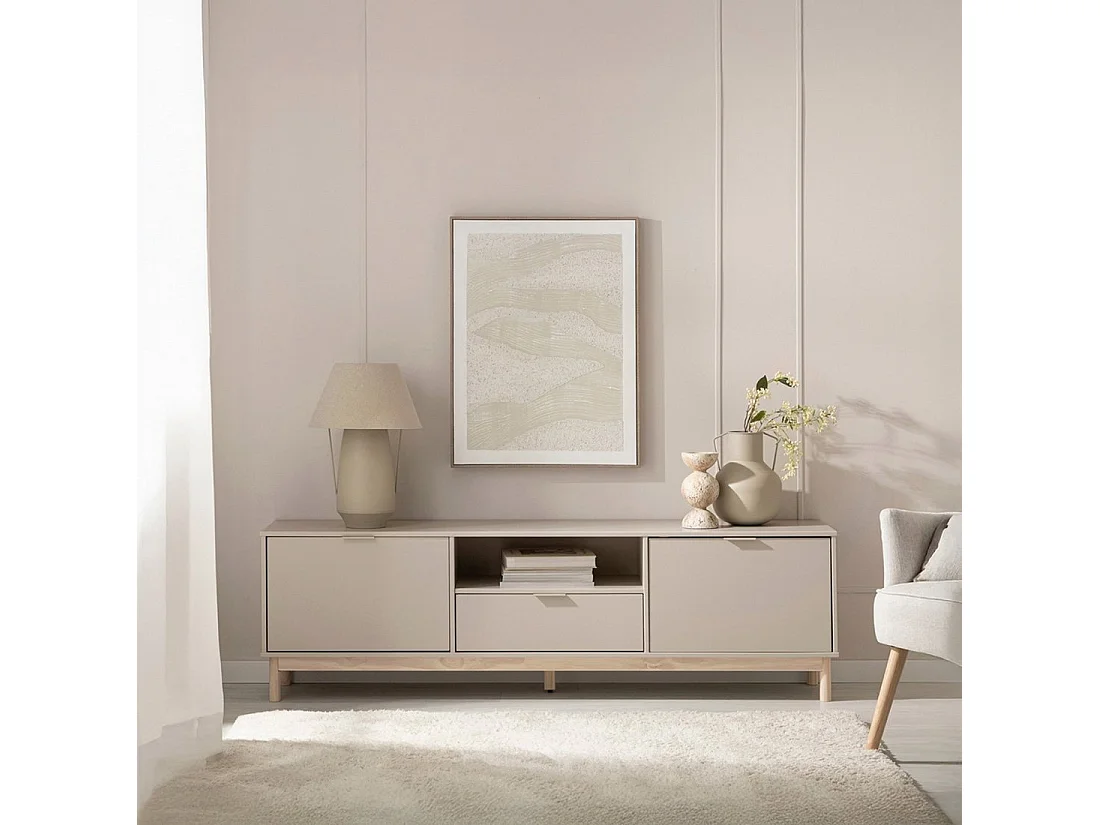 Mueble Tv de Lacado Gris perla 53 x 180- Elian