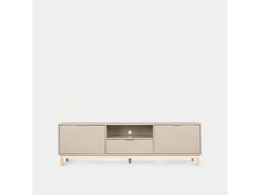 Meuble TV en laqué gris perle 180x53 cm-Elian