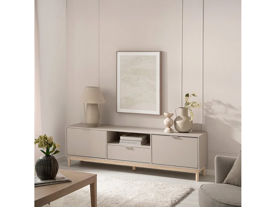 Mueble TV de Lacado Gris perla 53 x 180- Elian
