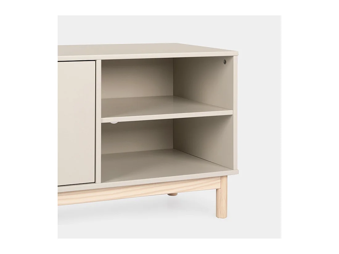 Meuble TV en laqué gris perle 140x53 cm-Elian