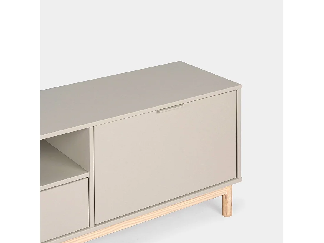 Meuble TV en laqué gris perle 140x53 cm-Elian