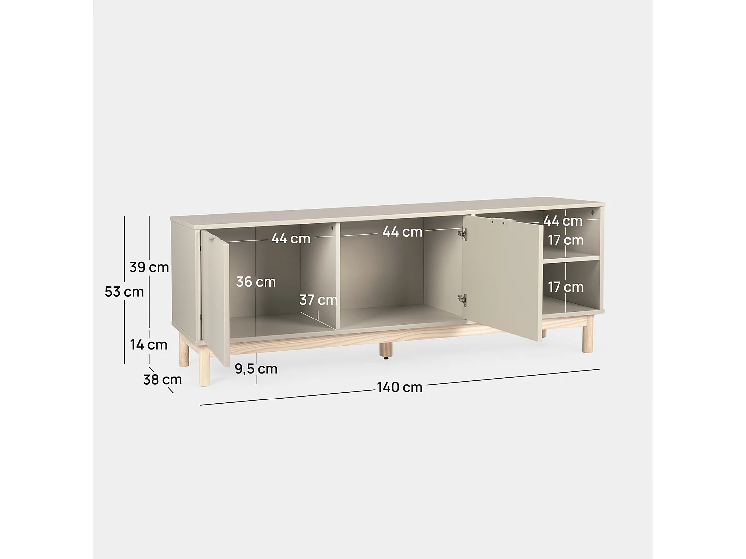 Mueble TV de Lacado Gris perla 53 x 140- Elian
