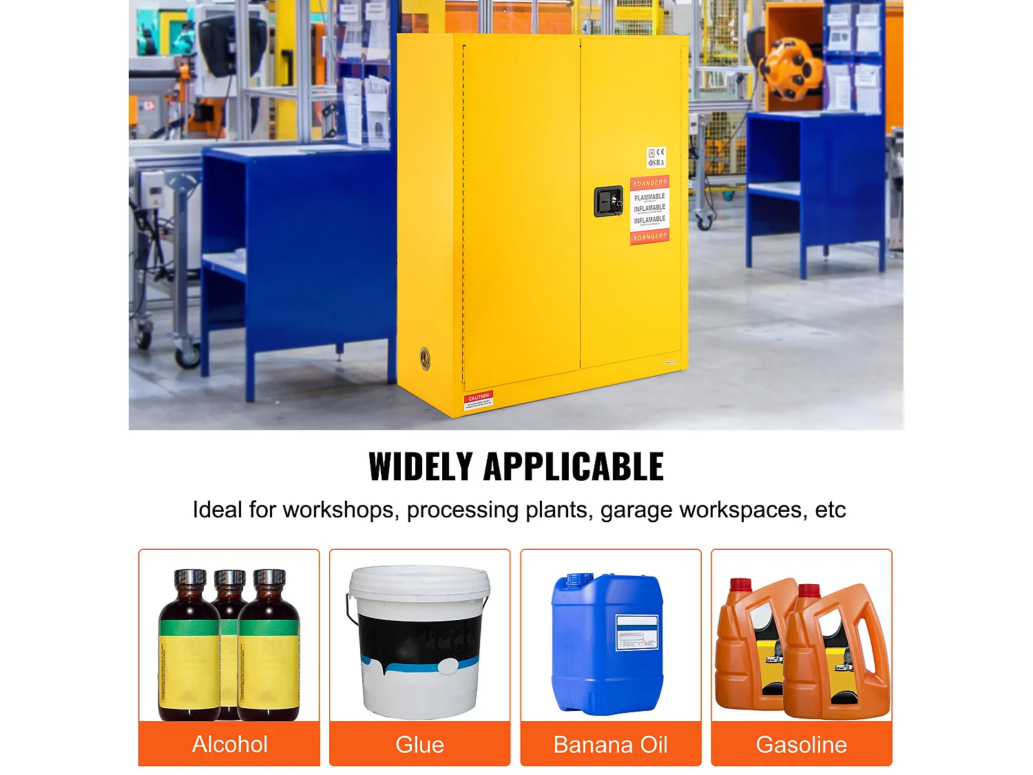 Sicherheitsschrank, SucceBuy Sicherheitsschrank Entflammbar 114 L Gelb 109,5 × 46 × 127,3 cm Schrank Gelb