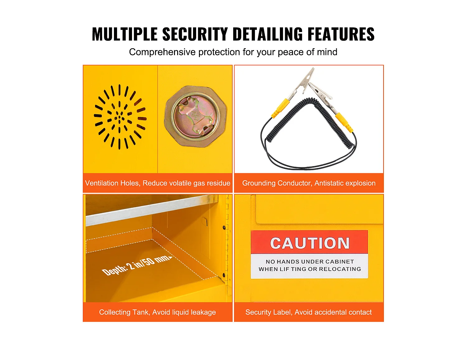 Sicherheitsschrank, SucceBuy Sicherheitsschrank Entflammbar 114 L Gelb 109,5 × 46 × 127,3 cm Schrank Gelb