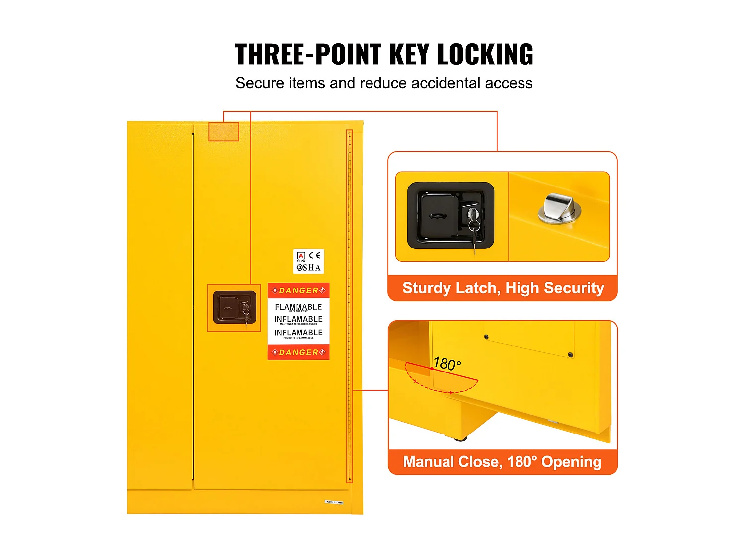 Sicherheitsschrank, SucceBuy Sicherheitsschrank Entflammbar 114 L Gelb 109,5 × 46 × 127,3 cm Schrank Gelb