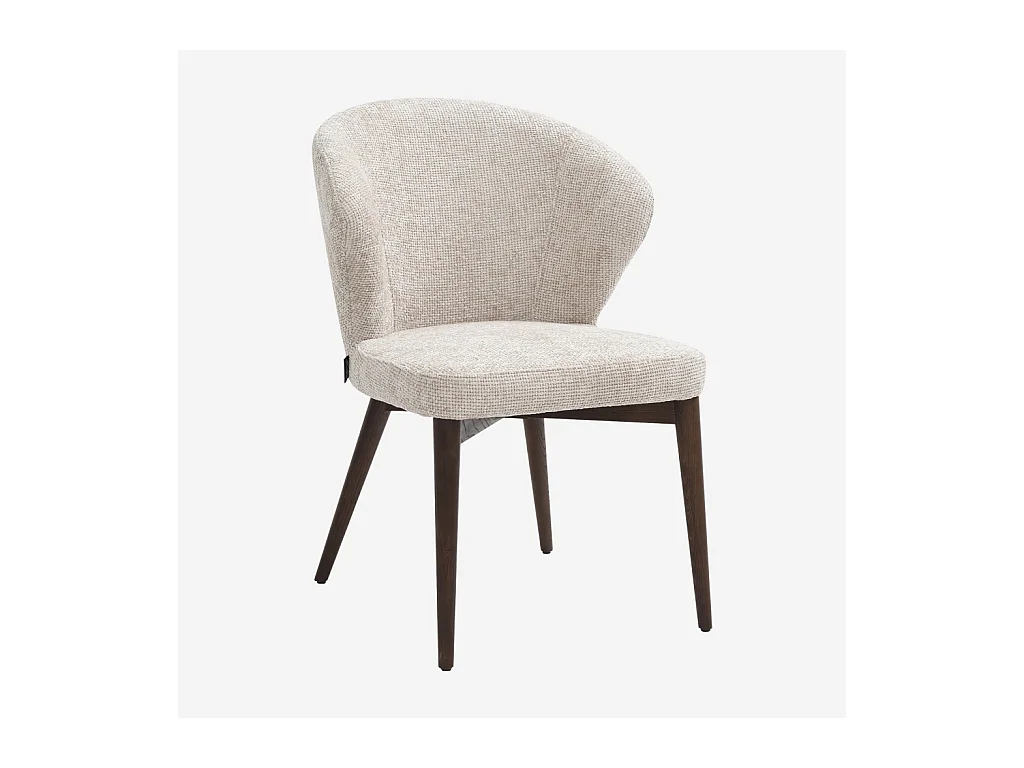 Habitat - Lot de 2 chaises en tissu chenille et bois massif couleur noyer - Crème - Luris