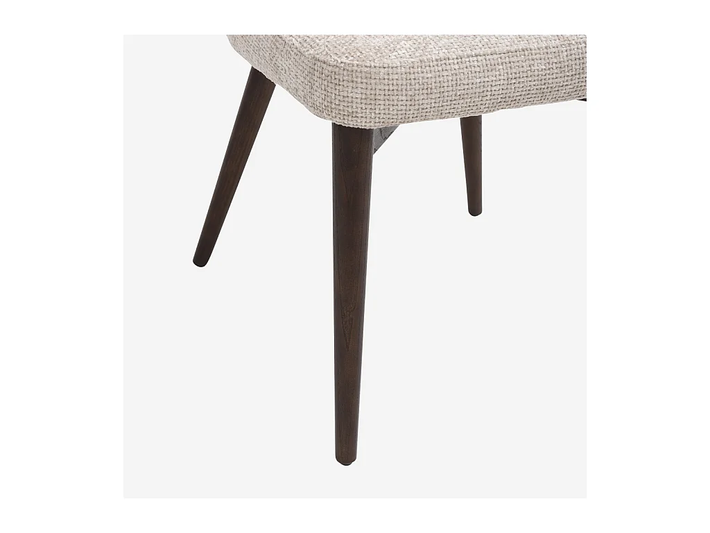 Habitat - Lot de 2 chaises en tissu chenille et bois massif couleur noyer - Crème - Luris